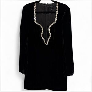 Bardot Black Dress with Silver Detailing